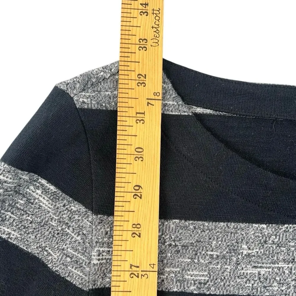 J Crew Black Gray Striped 3/4 Sleeve Knit Sheath Dress - XS